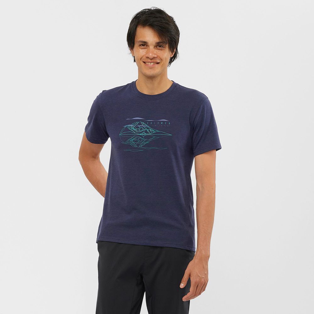 Salomon Israel OUTRACK BLEND - Mens T shirts - Navy (MLYR-62315)